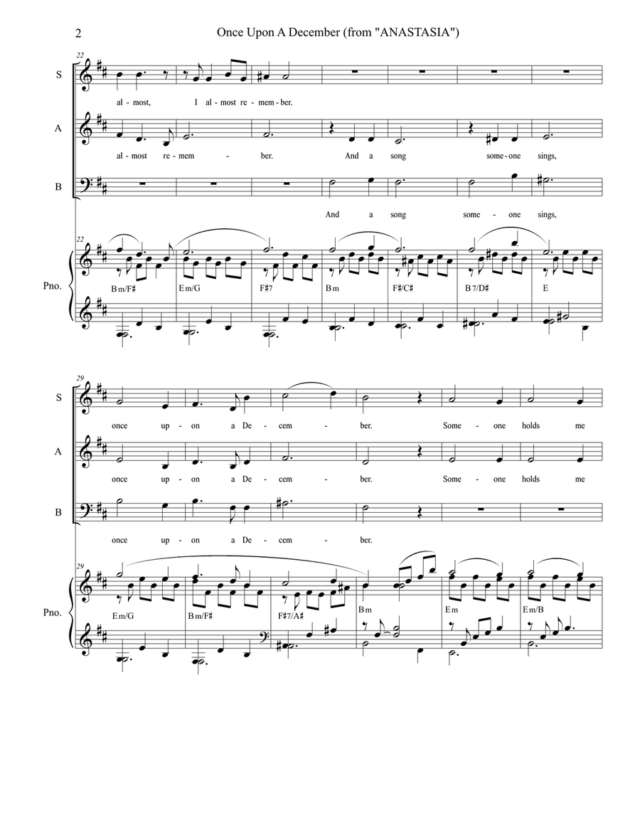 Once Upon A December from the Twentieth Century Fox Motion Picture ANASTASIA 3-Part scores gallery preview page 2