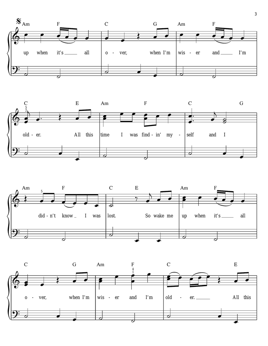 Wake Me Up! Wake Me Up! Easy Piano scores gallery preview page 3