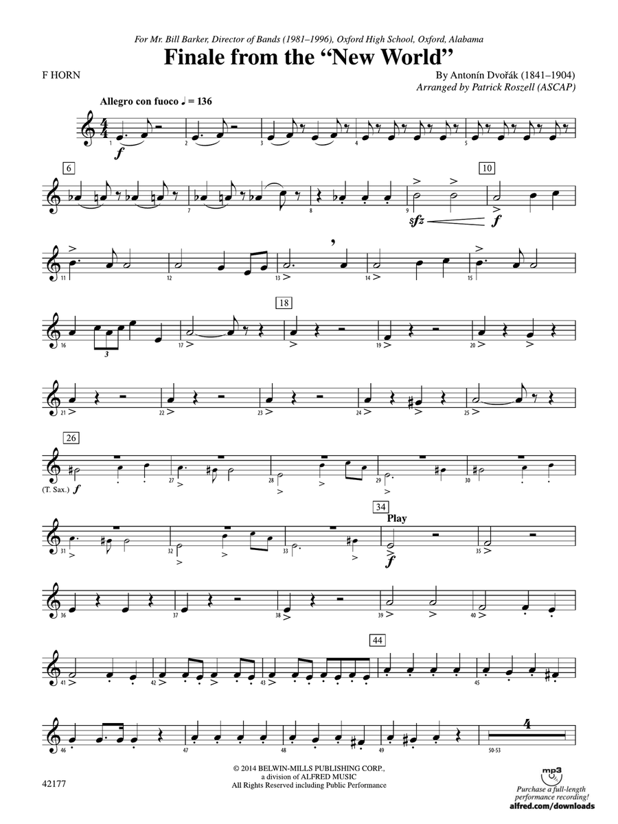 The New World, Finale from: 1st F Horn