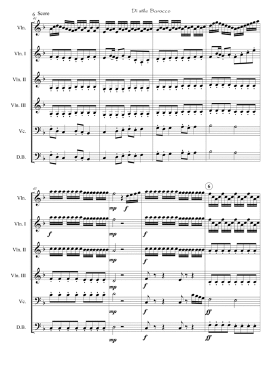 Di stile Barocco-for Violin solo and Beginning String Orchestra String Orchestra scores gallery preview page 6