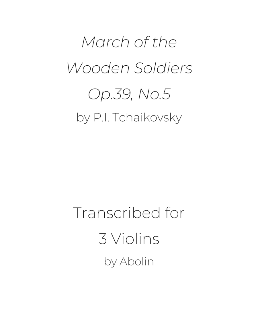 Tchaikovsky: March of the Wooden Soldiers, Op.39, No.5 - for Violin Trio String Trio scores gallery preview page 1