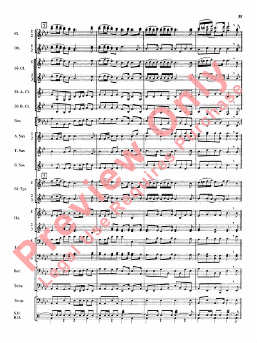 Royal Fireworks Music Concert Band scores gallery preview page 36
