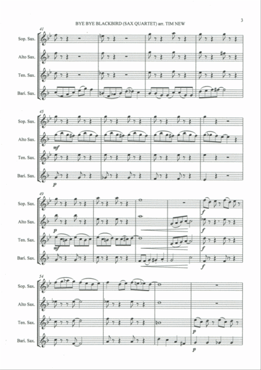 Bye Bye Blackbird Bye Bye Blackbird Woodwind Quartet scores gallery preview page 3