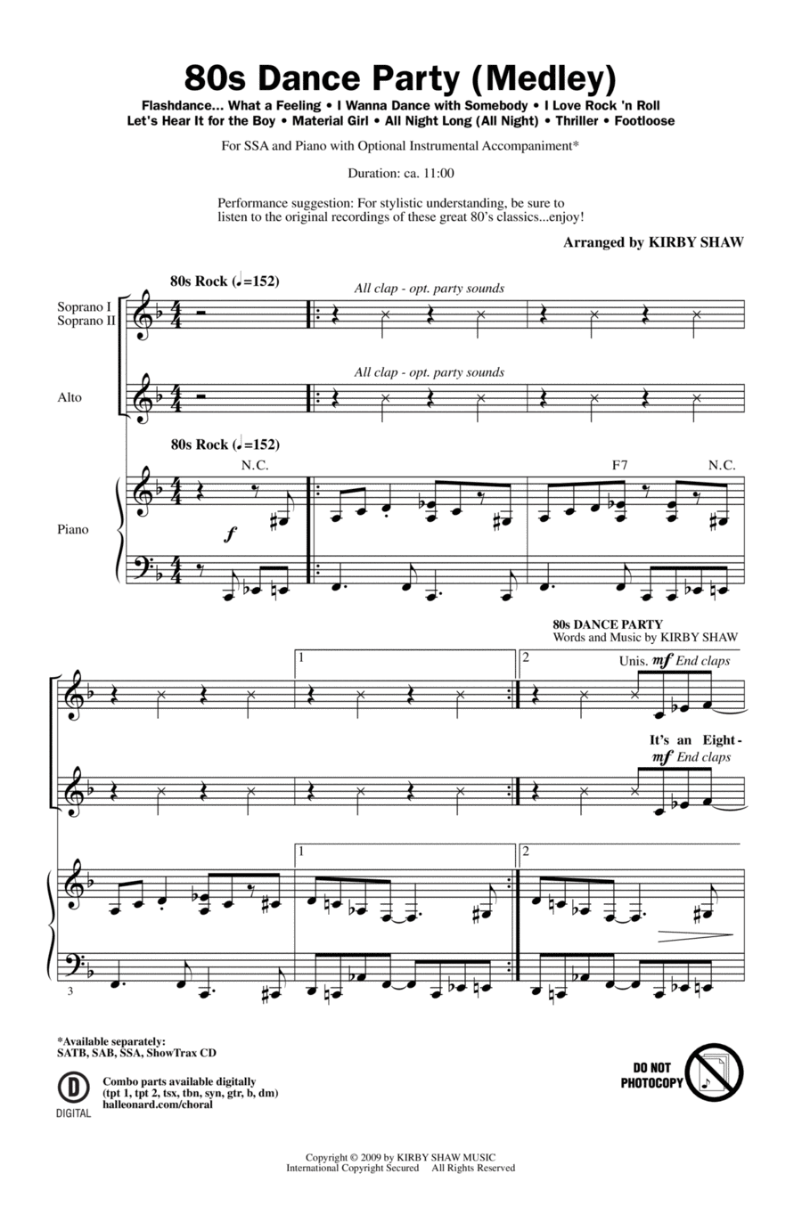 80s Dance Party (Medley) SSA scores gallery preview page 1