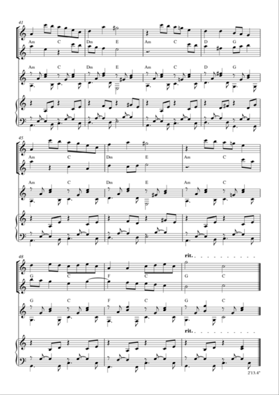 Instrumental Interlude 2'13 for 2 flutes, guitar and/or piano by Simon Peberdy Small Ensemble scores gallery preview page 5