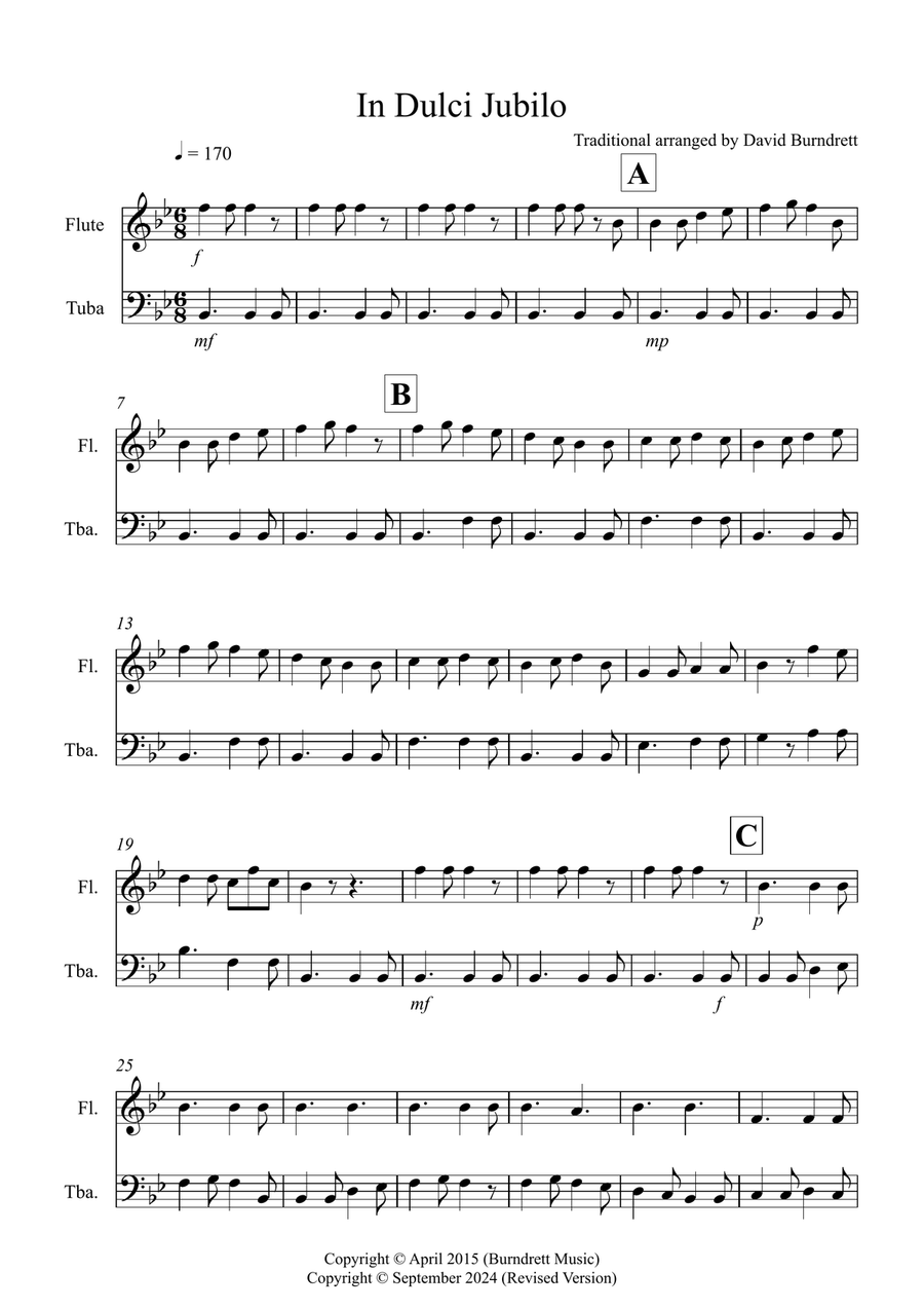 In Dulci Jubilo for Flute and Tuba Duet image number null