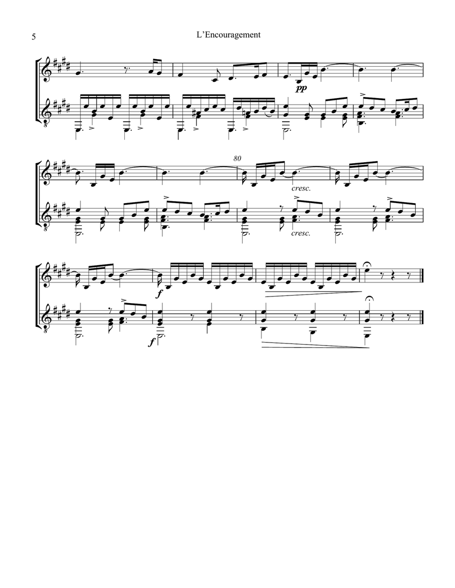 L'Encouragement Op. 34 for violin and guitar (E major) String Duet scores gallery preview page 6