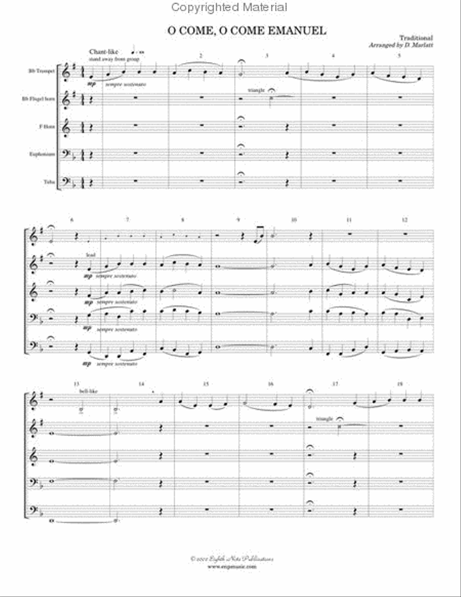O Come, O Come Emmanuel Brass Quintet scores gallery preview page 2