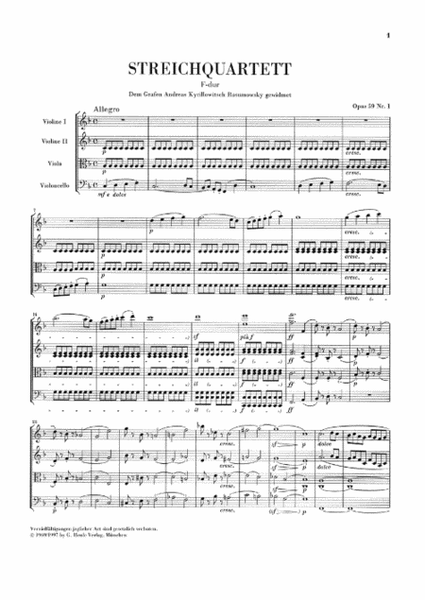 String Quartets Op. 59, 74, 95