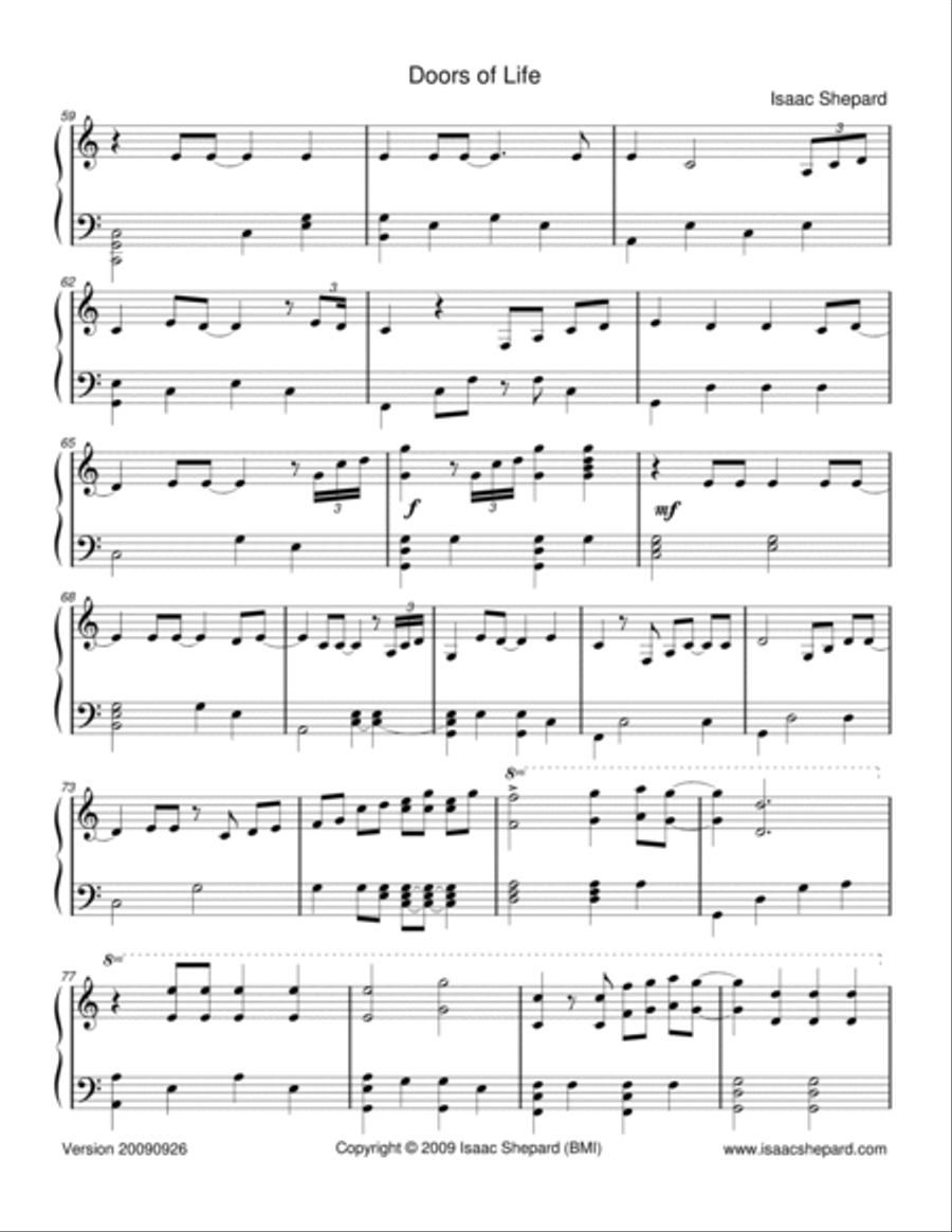 Doors of Life Piano Solo scores gallery preview page 4