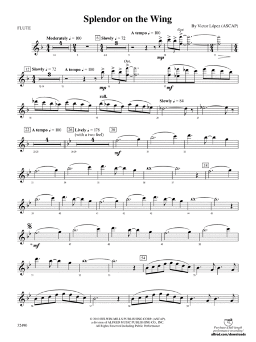 Splendor on the Wing: Flute Concert Band scores gallery preview page 1