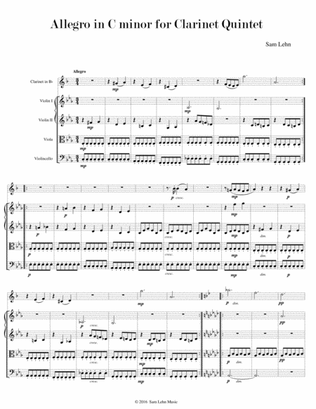 Allegro in C minor for Clarinet Quintet