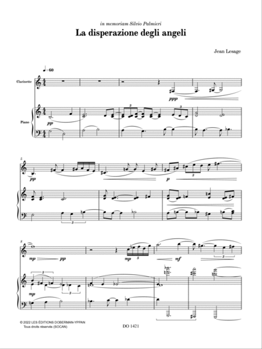 La disperazione degli angeli Clarinet Solo scores gallery preview page 4