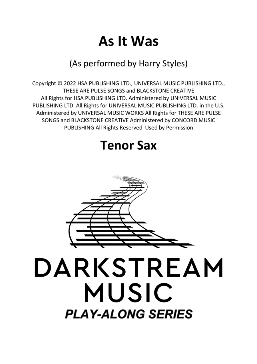 As It Was Tenor Saxophone scores gallery preview page 1