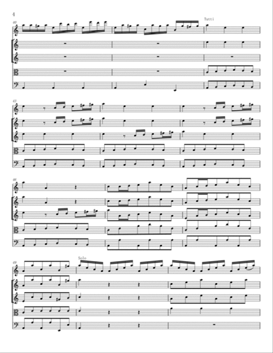 Vivaldi - Recorder Concerto in C major, RV 443 - for Flautino and Strings Original Full Score Flute scores gallery preview page 4