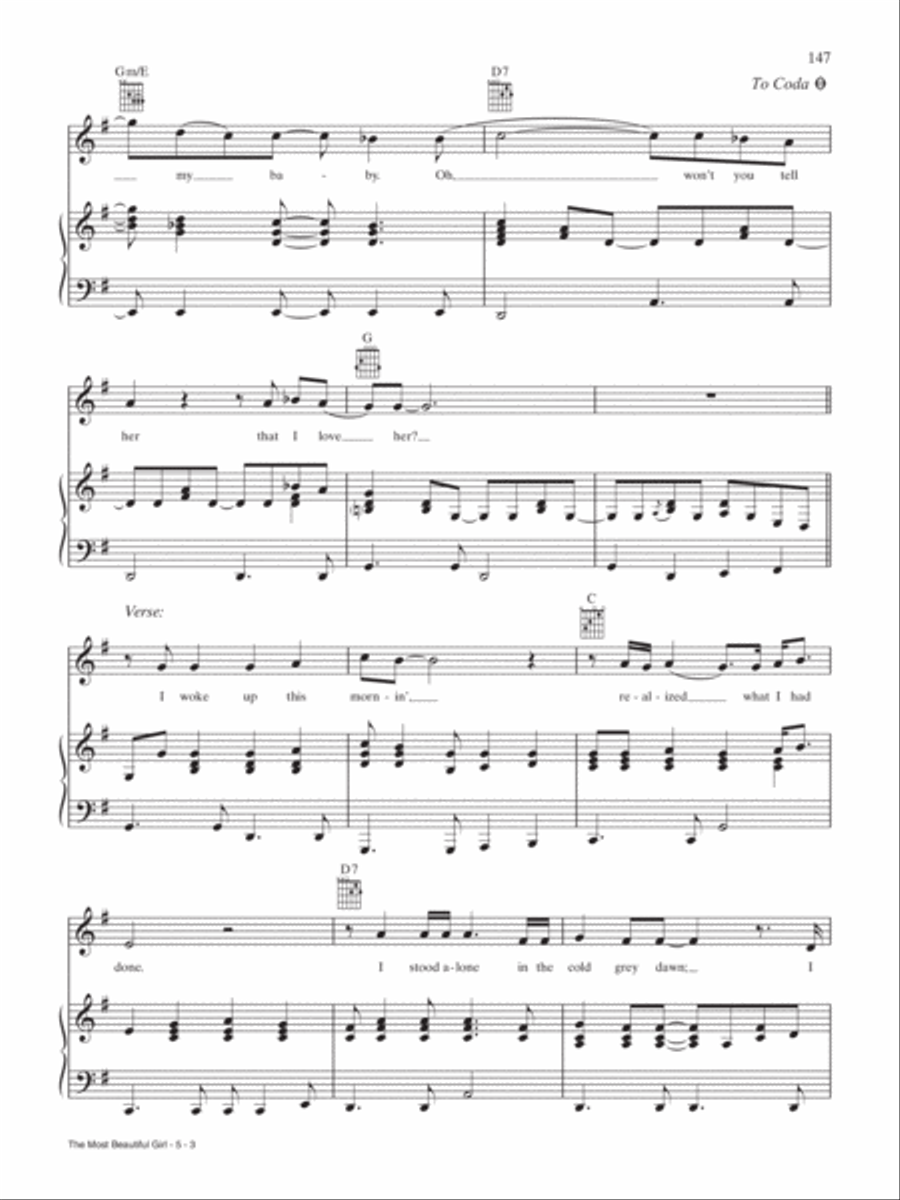 The Most Beautiful Girl Piano, Vocal, Guitar scores gallery preview page 3