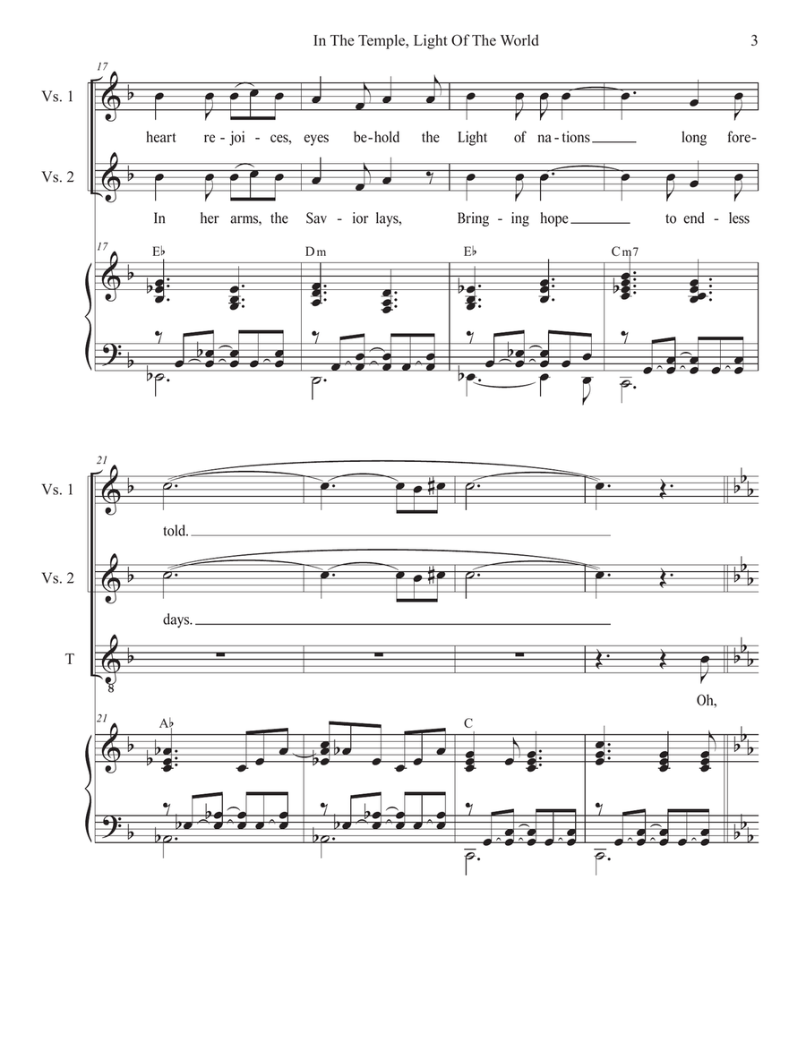 In The Temple, Light Of The World (Duet for Tenor and Bass solo) Tenor Voice scores gallery preview page 3