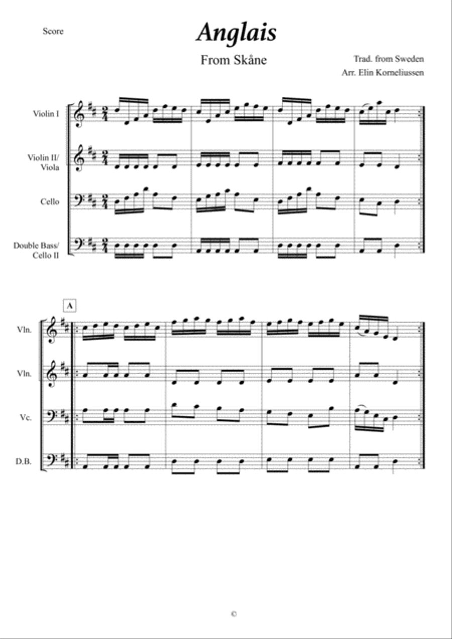 Anglais from Skåne - Swedish Folk Dance for Junior String Orchestra String Orchestra scores gallery preview page 1