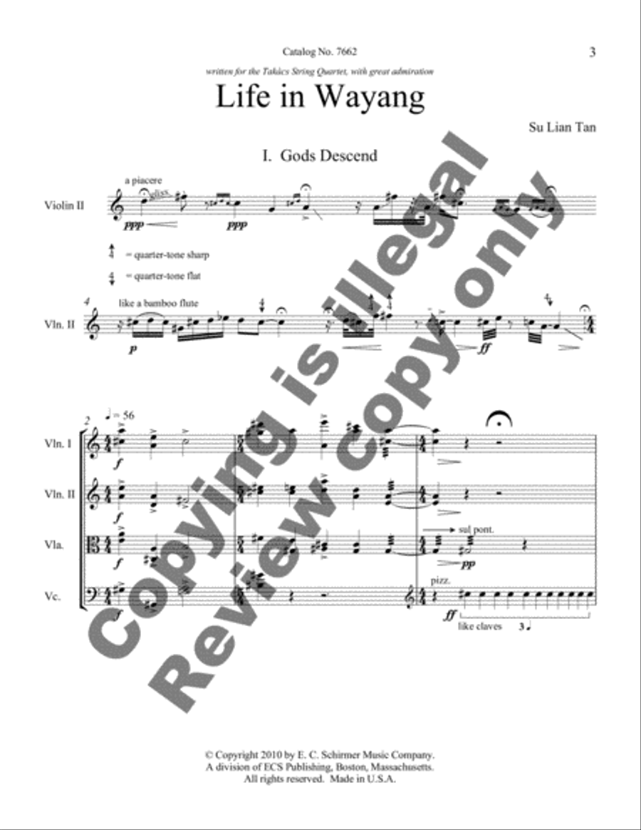 Life in Wayang Life in Wayang String Quartet scores gallery preview page 9