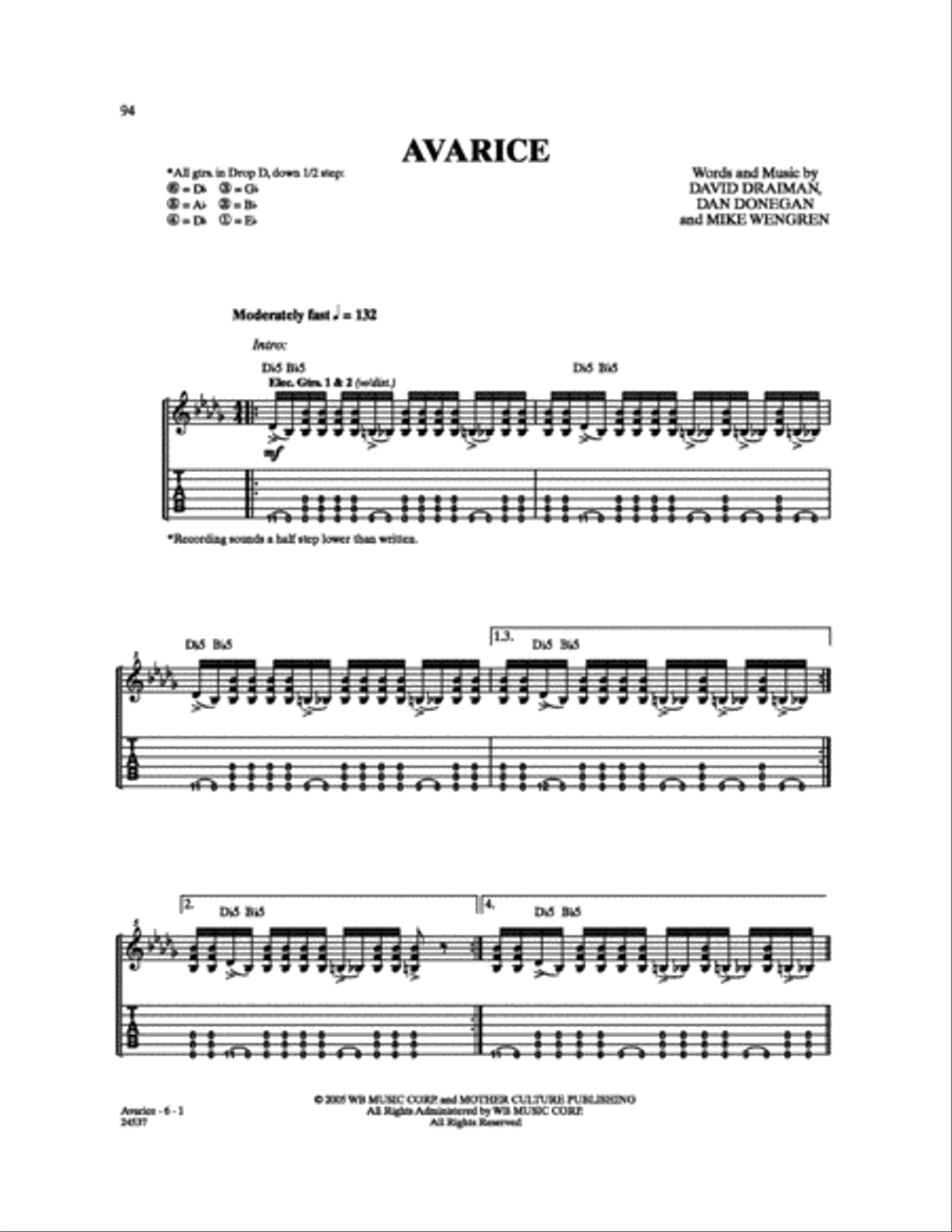 Avarice Electric Guitar scores gallery preview page 1