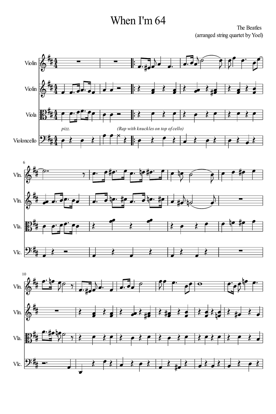 When I'm Sixty-Four String Quartet scores gallery preview page 4