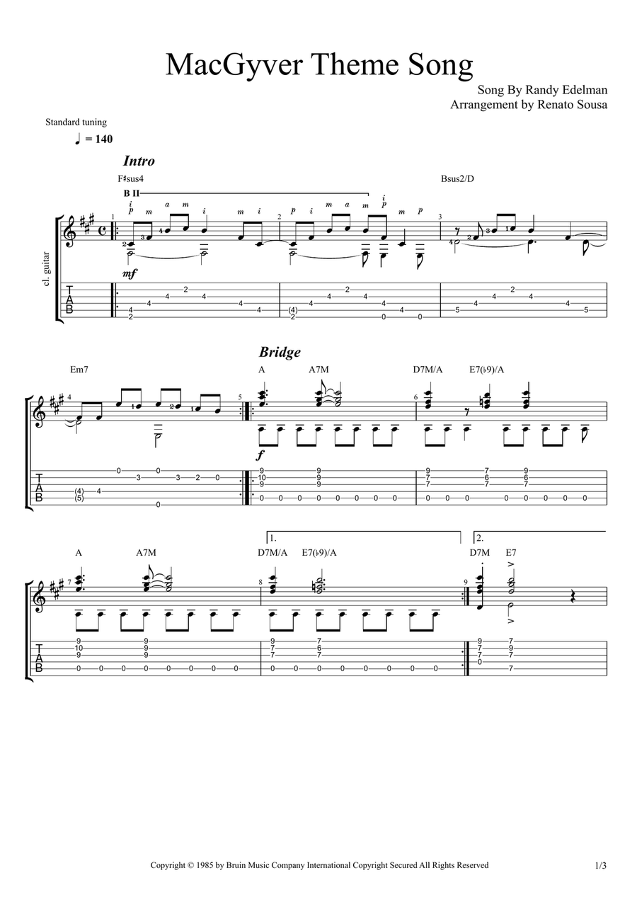 Macgyver - Theme Macgyver - Theme Guitar Solo scores gallery preview page 1