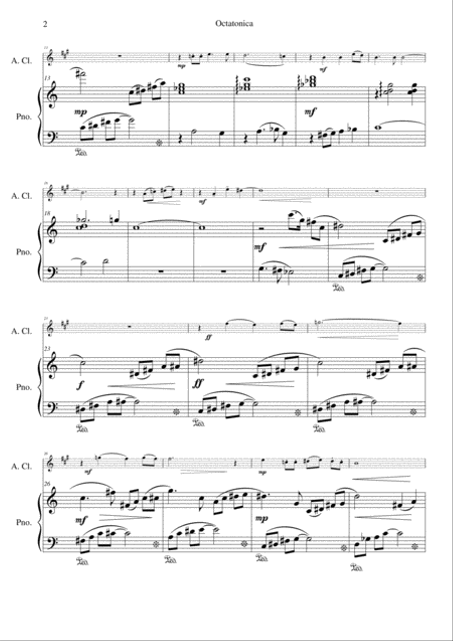 Octatonica for alto clarinet and piano Clarinet scores gallery preview page 2