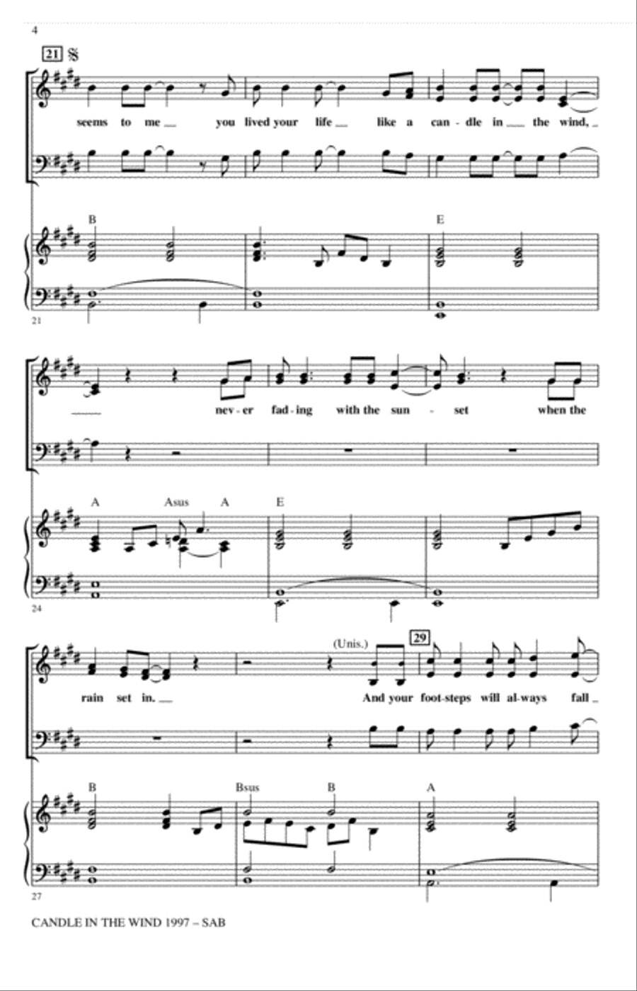 Candle In The Wind (arr. Ed Lojeski) 3-Part scores gallery preview page 3