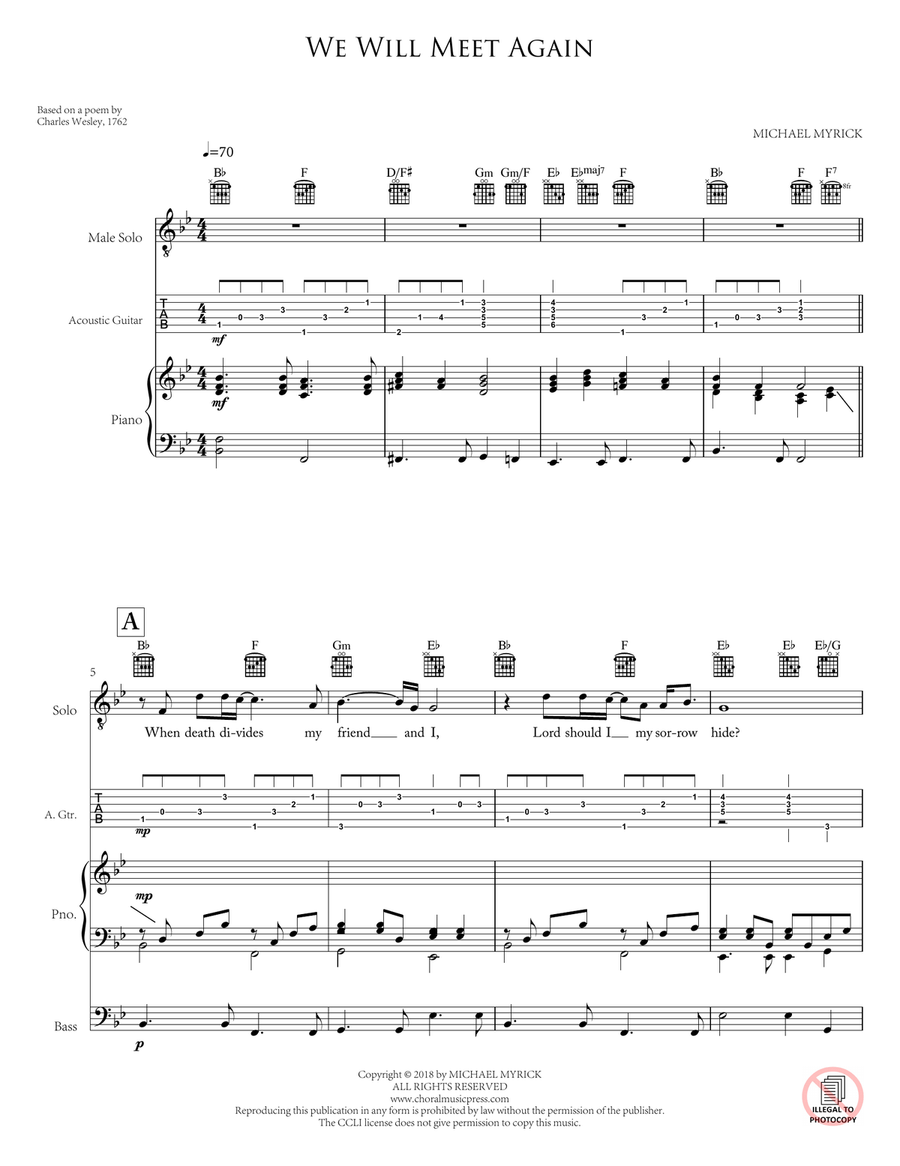 We Will Meet Again (Score and Parts) Piano, Vocal scores gallery preview page 1