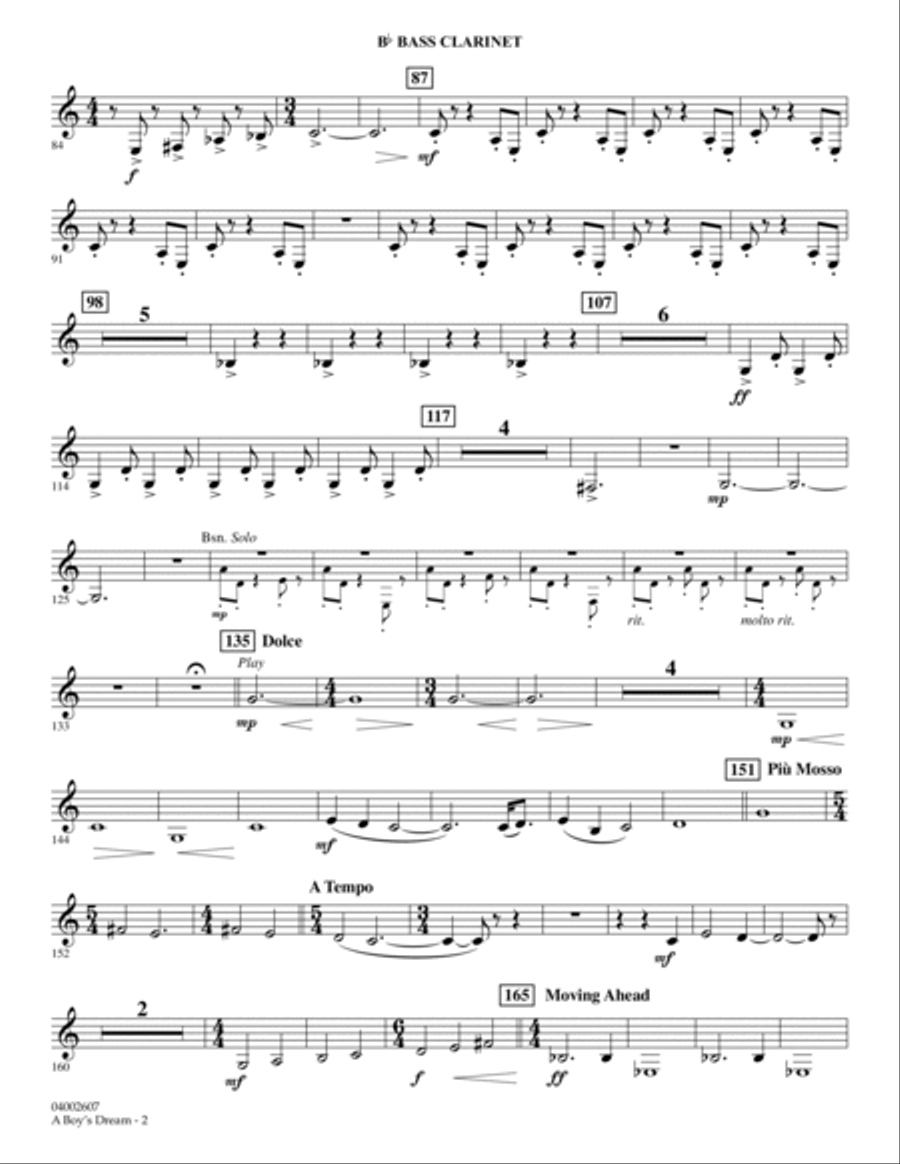 A Boy's Dream - Bb Bass Clarinet Concert Band scores gallery preview page 2