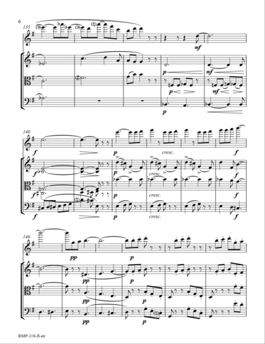Wolf - Italian Serenade (for flute with strings (Vn., Vl., Vc.)) Small Ensemble scores gallery preview page 6