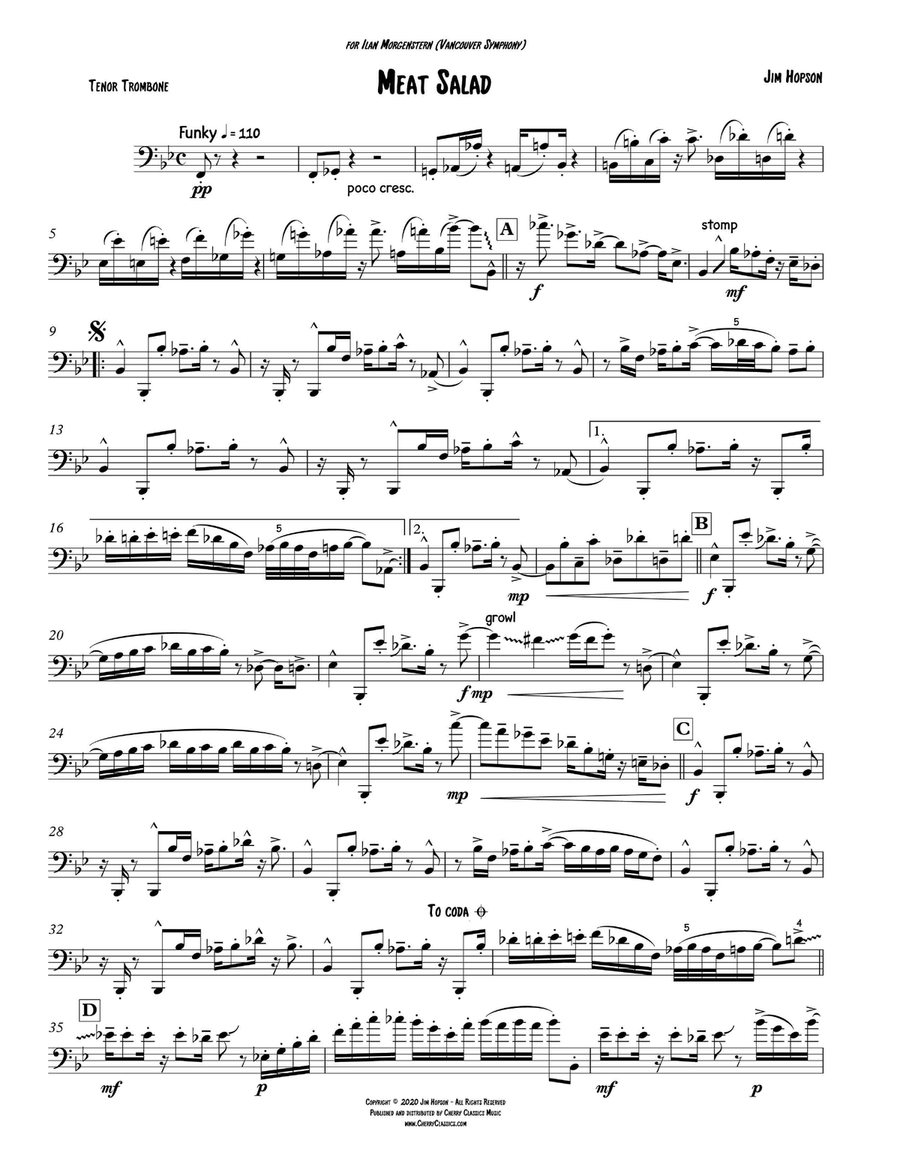 Meat Salad for Solo Tenor Trombone Trombone Solo scores gallery preview page 2