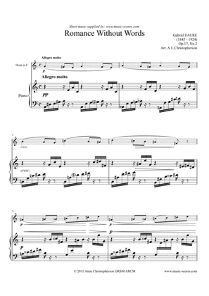 Romance without Words: Op.17, No.2 - French Horn and Piano