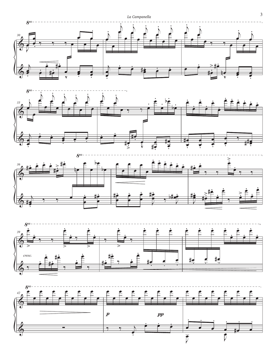 La Campanella (Advanced Intermediate) - Easy key (A minor) Piano Solo scores gallery preview page 3