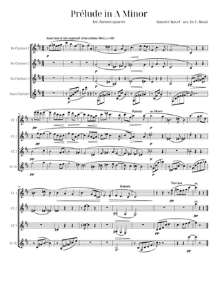 Prelude in A Minor for Clarinet Quartet
