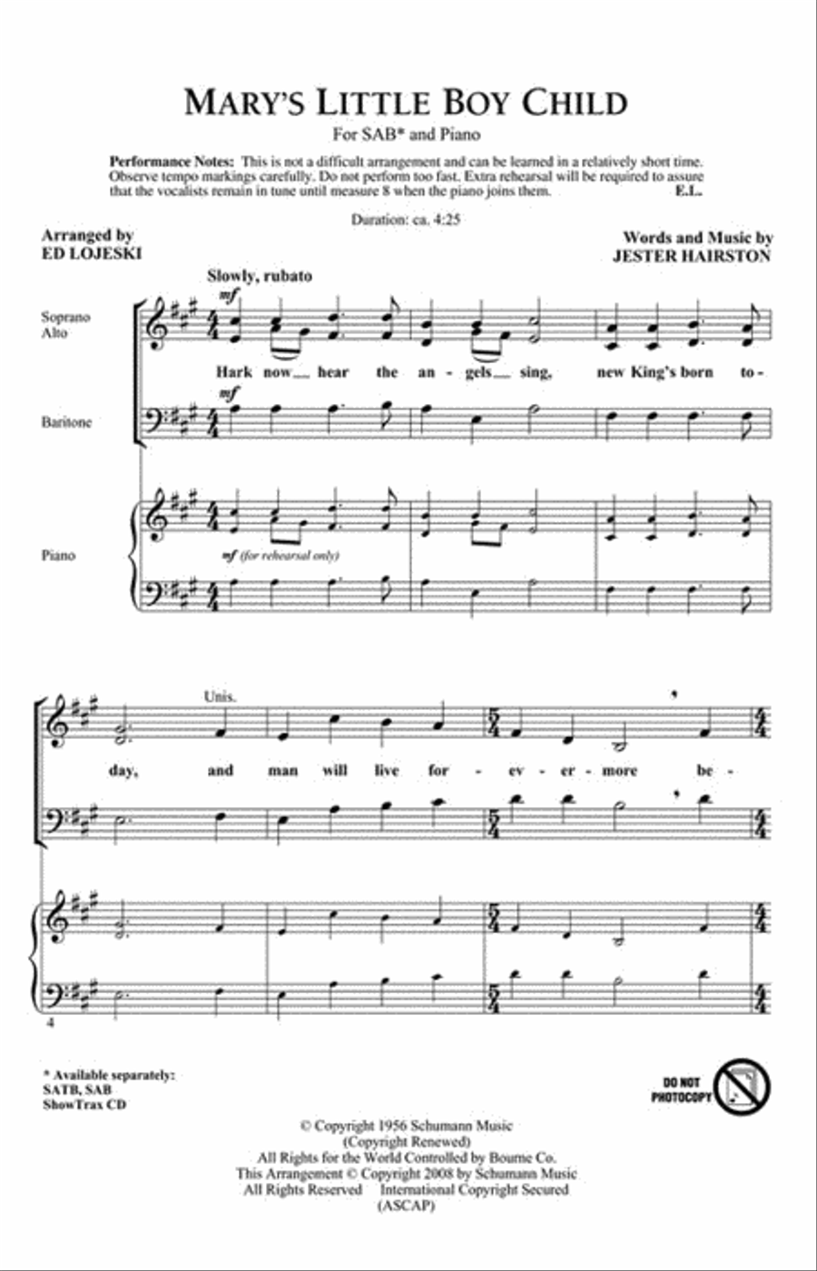 Mary's Little Boy Child 3-Part scores gallery preview page 2