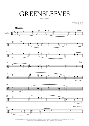Greensleeves (Viola Solo) - English Folk Song