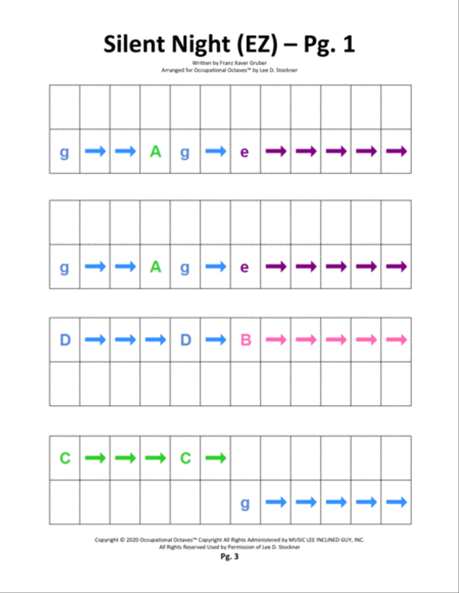 Occupational Octaves Piano™ Supplement 2.1 (Book 2 Level Versions of Yankee Doodle, Silent Night a Piano Solo scores gallery preview page 4