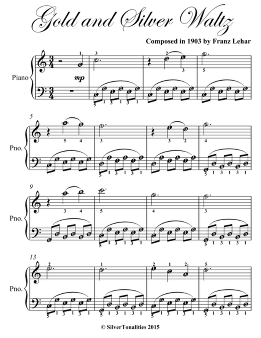 Gold and Silver Waltz Easy Piano Sheet Music