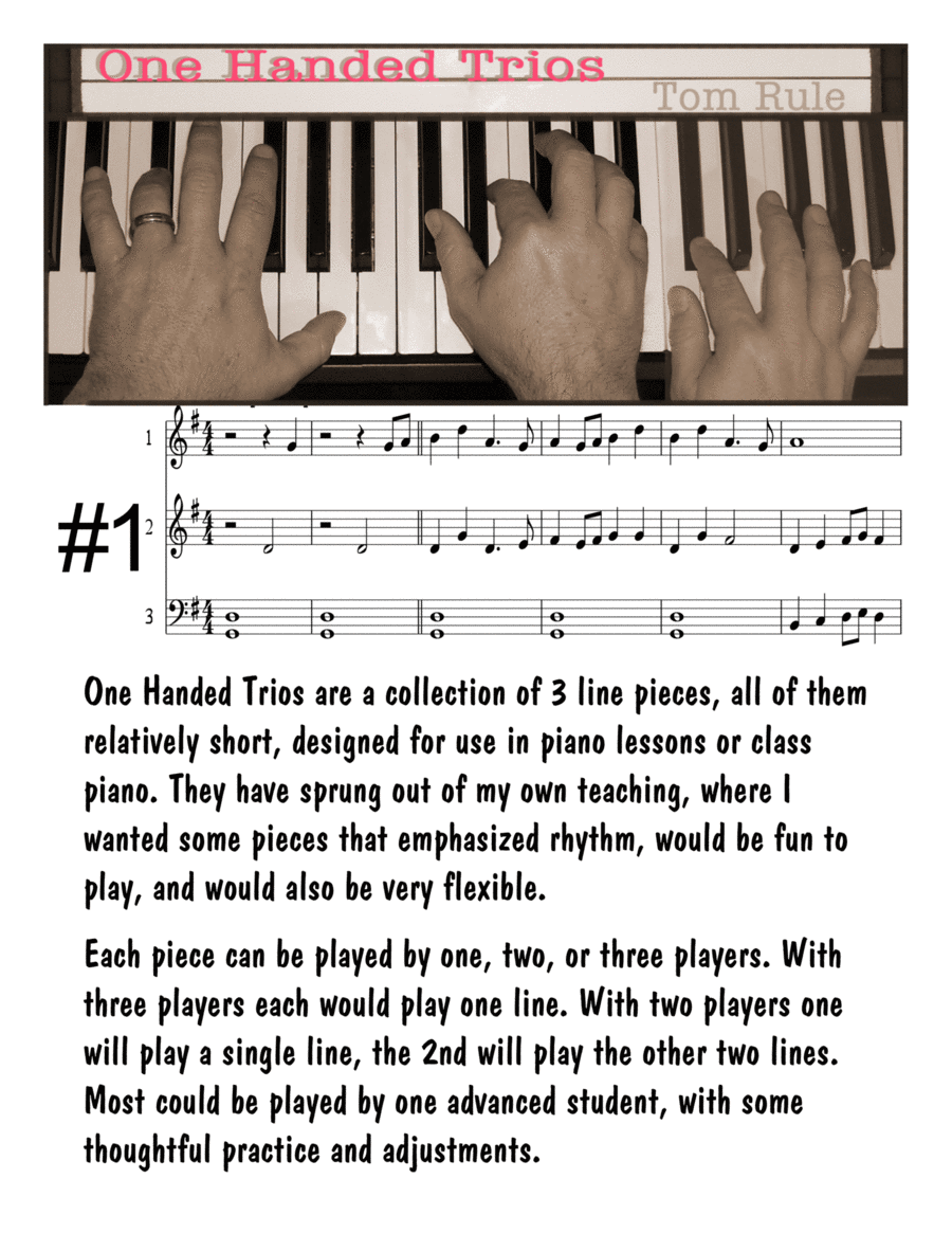 One Handed Trios #1 1 Piano, 4-Hands scores gallery preview page 1