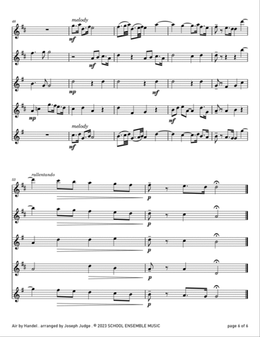 Air by Handel for Saxophone Quartet in Schools Saxophone Quartet scores gallery preview page 6