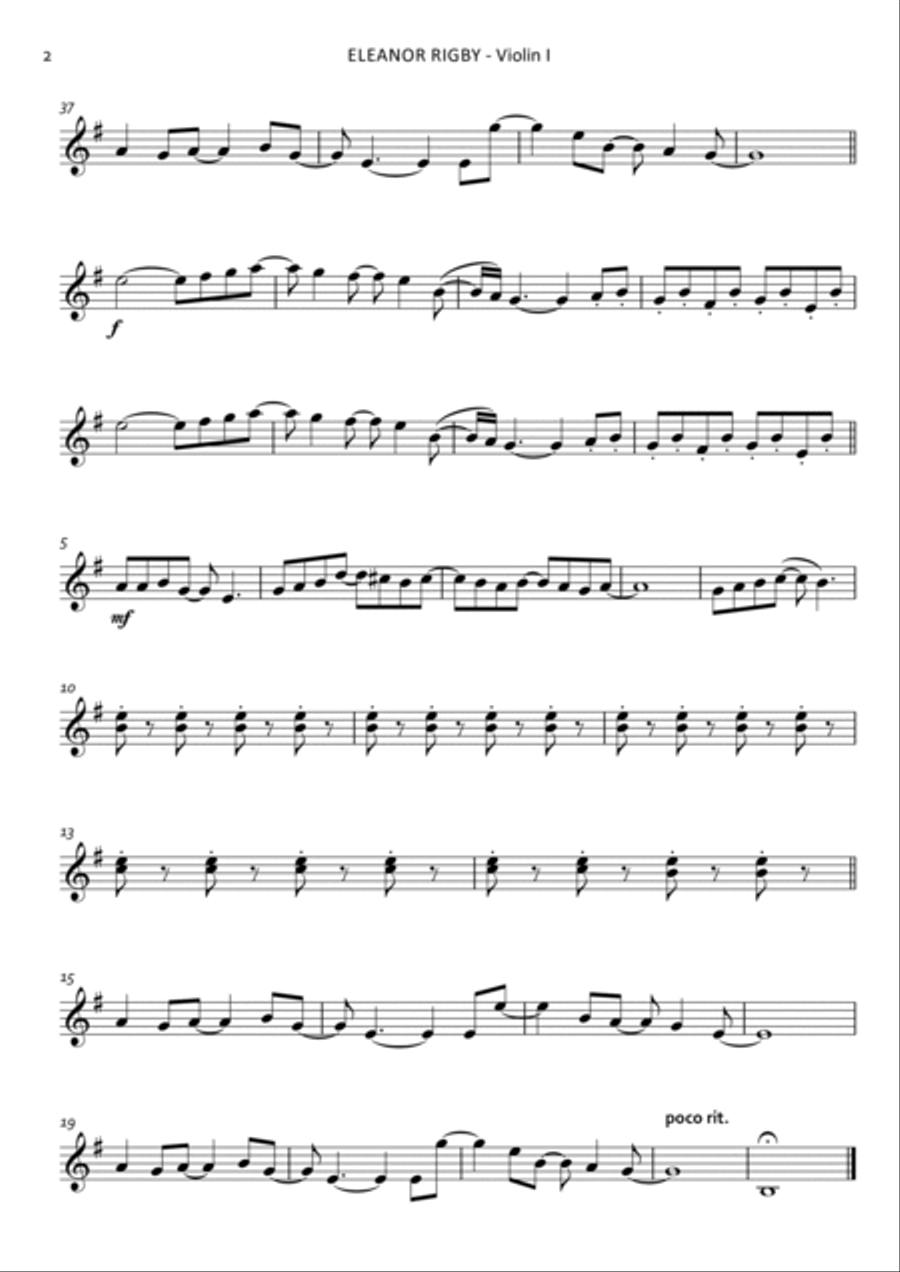 Eleanor Rigby Eleanor Rigby String Quartet scores gallery preview page 2