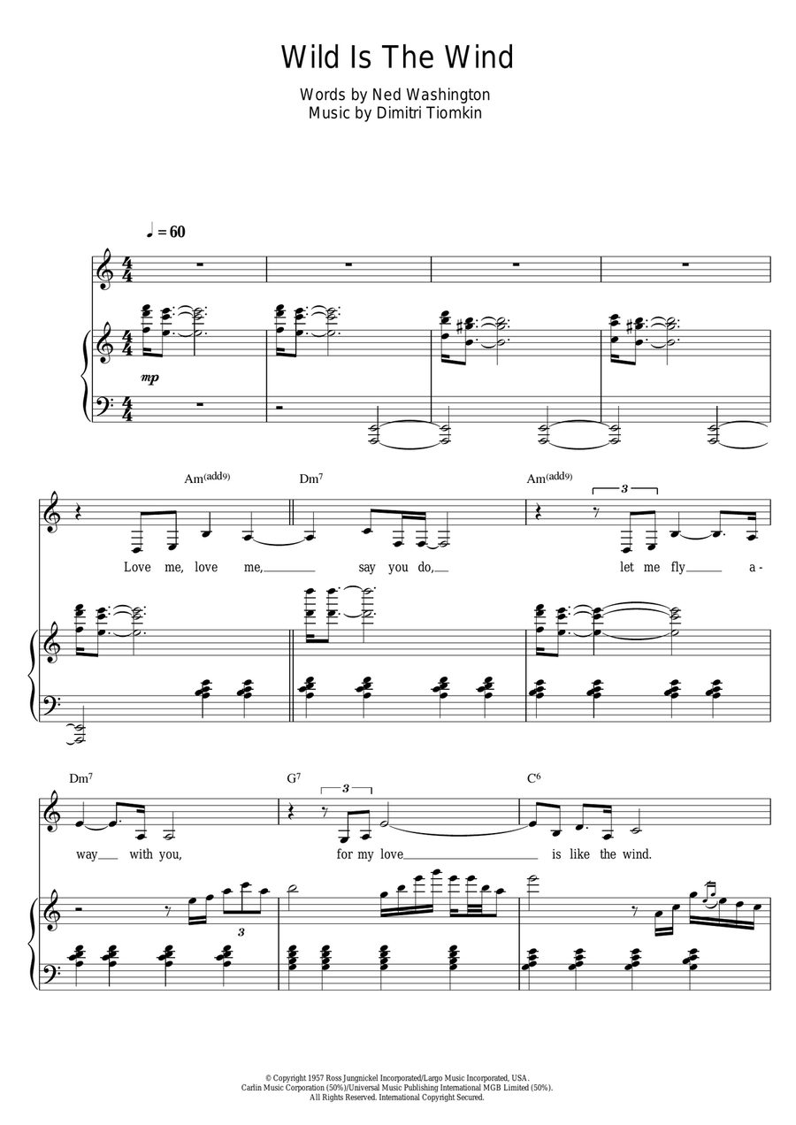 Wild Is The Wind Piano, Vocal scores gallery preview page 1