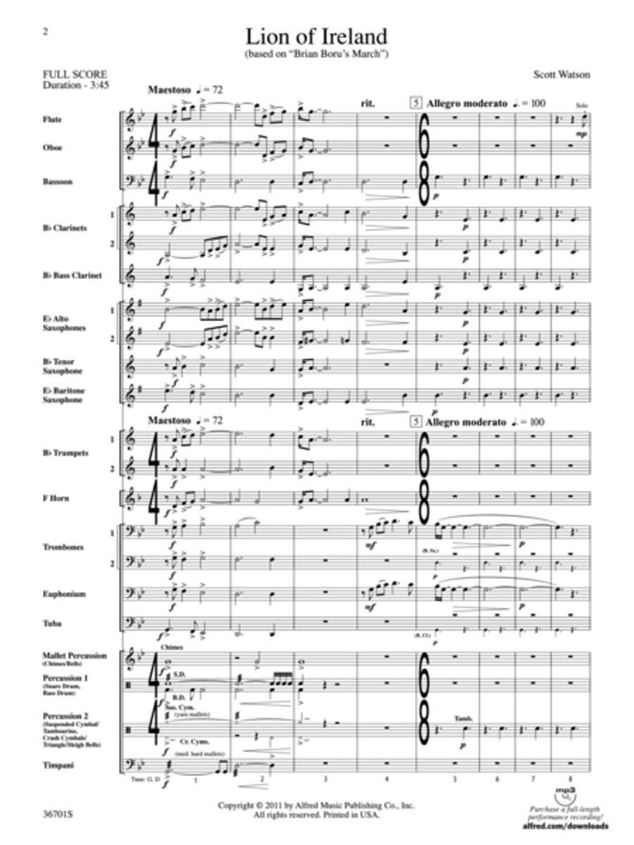 Lion of Ireland Lion of Ireland Concert Band scores gallery preview page 2