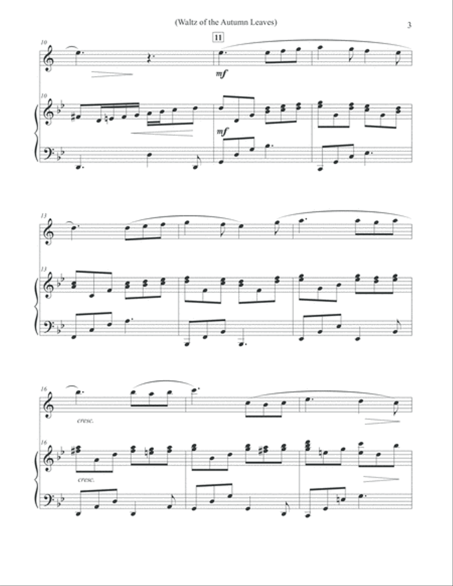 Waltz of the Autumn Leaves - Clarinet & Piano Clarinet Solo scores gallery preview page 3