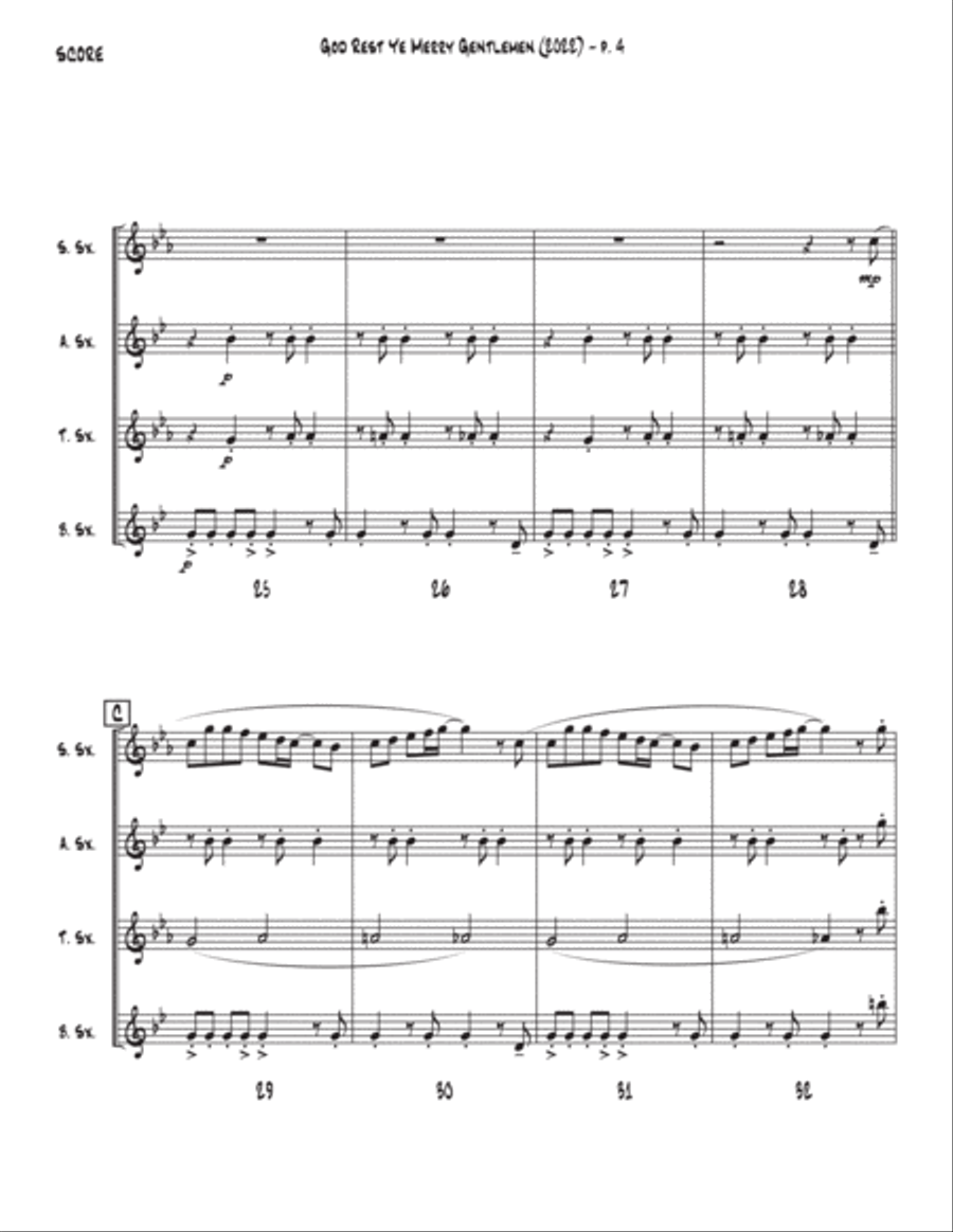 God Rest Ye Merry Gentlemen (2022) Saxophone Quartet scores gallery preview page 4