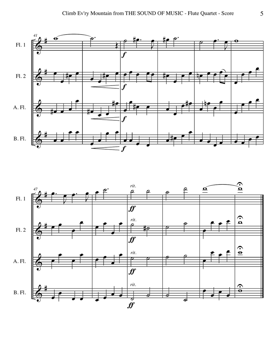 Climb Ev'ry Mountain Woodwind Quartet scores gallery preview page 5