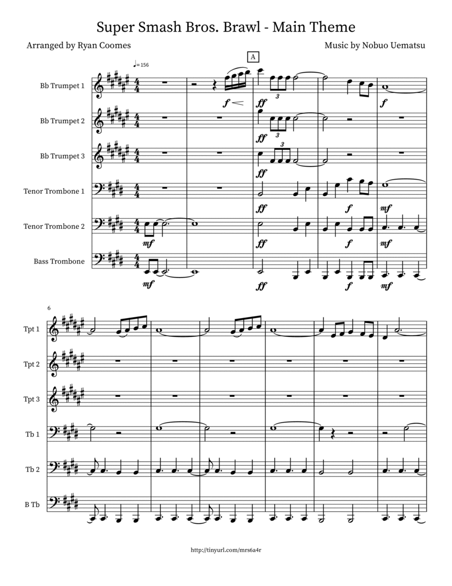 Super Smash Bros. Brawl - Main Theme Small Ensemble scores gallery preview page 1
