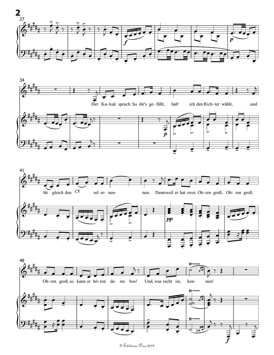 Lob des hohen Verstandes, by Mahler, in B Major Piano, Vocal scores gallery preview page 4