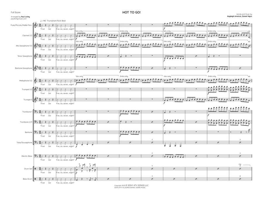 Hot To Go Marching Band scores gallery preview page 1